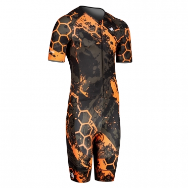 BTTLNS Typhon 2.0 HEXA trisuit short sleeve Artillery Green/Violent Orange Gods 